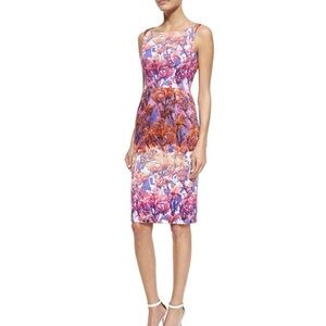Black Halo Shanna Sheath Dress Fuchsia Floral Print Size 8